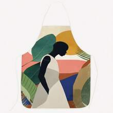 Girls Series Printing Cute Party Gathering Wedding Polyester Peach Skin Material Printing Apron