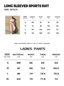 Ribbed Cotton Women's Long-Sleeved Sports Suit, College Style Spring And Summer New Two-Piece Set, Soft And Breathable Long-Sleeved Suit