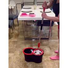 Zestaw mopa obrotowego ze stali nierdzewnej do czyszczenia podłóg 360° i wiadra, wiadro do mopa łazienkowego wyposażone w 3 ultracienkie wymienne końcówki mopa z mikrofibry i 61-calową regulowaną rączkę, nadaje się do czyszczenia podłóg i łodzi.