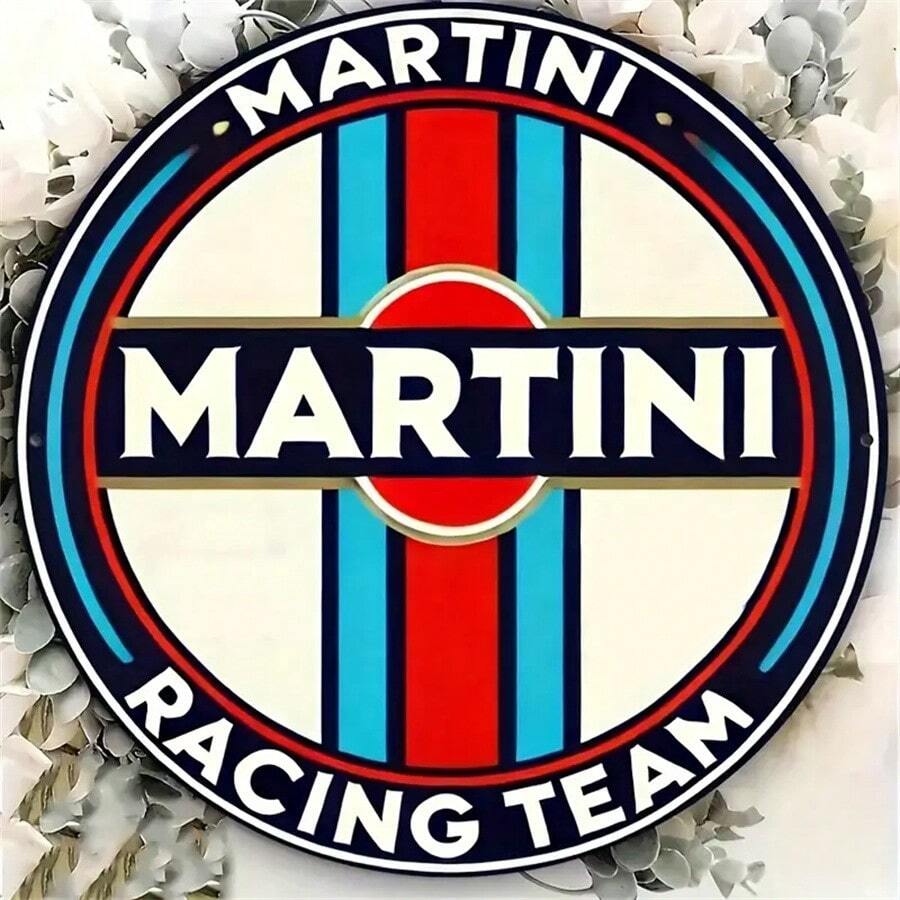 1pc Martini Racing Team Vintage Sign, 8x8 Inches, Waterproof And Rustproof Wall Art For Home, Cafe, Bar, Apartment, Restaurant, Living Room Decor, Unique Gift Idea