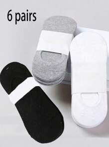 3/6 Pairs Black, White Socks Grey Socks Breathable Ankle Socks Summer Thin No Show Non-Slip Liner Socks Women Socks
