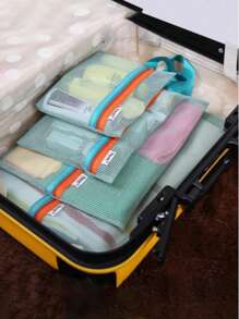 4 件套衣服内衣收纳袋旅行收纳整理袋便携式旅行网袋 - 彩色 - 查看 3