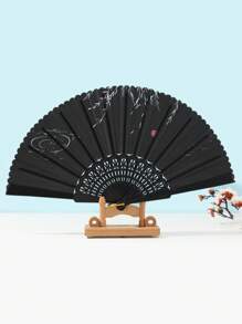 Breezier Classical Poetic Craft Fan, Suitable For Gatherings And Festive Occasions - Black - View 1