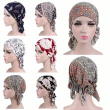1Pc Floral Print Turban Women National Wind Hat Bandana Chemotherapy Hat Sleep Caps Beanies Headwrap Fashion Casual - Hair Cap - View 1