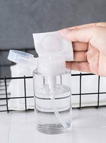 1pc 60ml/80ml/100ml Nail Art Press Bottle, Alcohol Nail Polish Remover Cleansing Water Refillable Bottle, Large Capacity Makeup Remover Empty Bottle Containers For Cosmetics