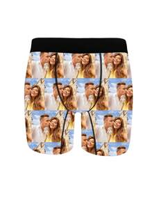 1pc Custom Boxers For Men, Personalized Men's Underwear, Custom Boxer Briefs, Personalized Boxers For Husband, Custom Funny Faces Boxers Briefs, Valentine Gift, Anniversary Gift, Birthday Gift,Underwear & Sleepwear,Easy Comfort,Anniversary Gift, Valentine Gift, Birthday Gift, Wedding Gift - Black - View 3