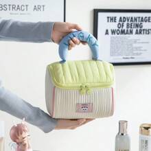 18*17.5*13cm Cute House Shaped Makeup Bag, Soft & Colorful 2-Tone Design, Large Capacity, Portable Travel Toiletry Organizer,For Holiday Beach, Bathroom Collection, Bedroom Collection, Large Capacity - Multicolor - View 6