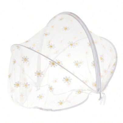 1 件婴儿推车蚊帐，带刺绣雏菊图案，可折叠免安装婴儿车防虫网