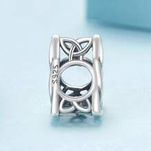 WOSTU 1 Stück 925 Sterling Silber Keltischer Knoten Herz-förmiger Charm, Glücksbringer Keltischer Knoten Perlen, geeignet für DIY Armbänder, vintage Charms Edel-Schmuck