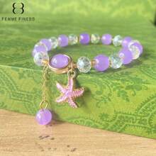 1 pieza Pulsera para niña marca Finess color rosa, pulsera hecha a mano con cuentas con diseños lindos de animales, océano y estrellas, adecuado para niños de 3 a 6 años, regalo de joyería de juguete colorida