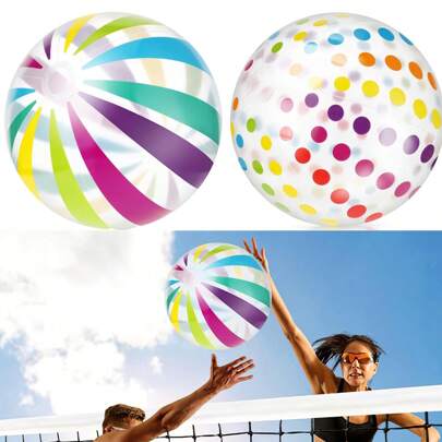 Bola de praia inflável colorida transparente grande de 42 polegadas para decoração de piscina e parque aquático, usada para decoração de festas, bola de piscina, gramado de verão, jogos infláveis para equipes de esportes aquáticos de praia, presentes para festas, jogos e festas de carnaval de Natal
