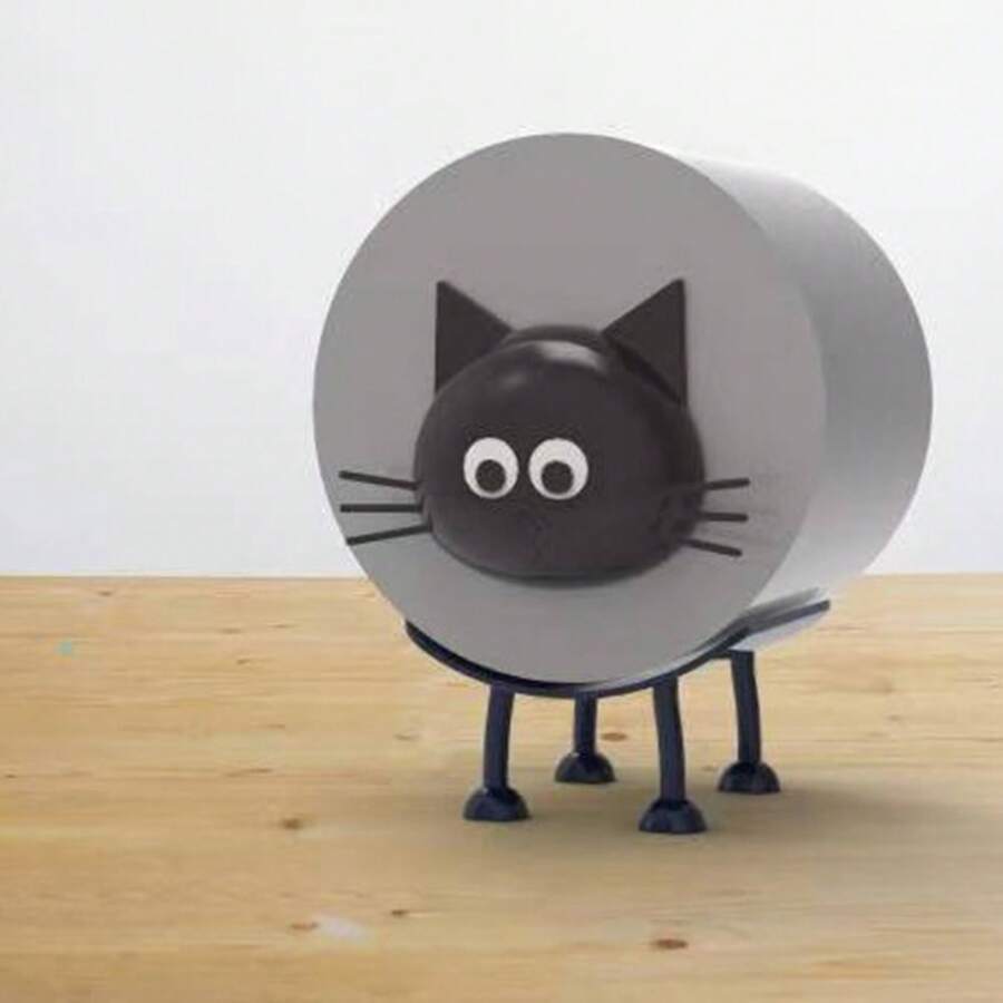 Cat Toilet Paper Holder - Funny Toilet Paper Holder, Free Standing Bathroom Set - 3D Printed Black Cat Toilet Paper Holder - Interesting Tissue Roll Storage - Cute Bathroom Decor