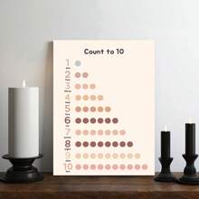 1PC Count To 10 Learning Poster, Illustrated Number Chart For Kids, Framed Educational Wall Art, Modern Aesthetic Wall Artwork For Playroom Or Study, Perfect Early Math Gift - 米色 - 查看 6