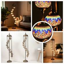 Handcrafted Turkish Mosaic Floor Lamp, 74in Tall Rainbow Color 9 Globe Standing Light, Moroccan Design With 5.2in Glass Spheres For Home Decor - View 5
