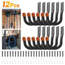 12 Packs Garage Storage Hooks Wall Mount Workshop Organizer Heavy Duty Steel - Black - View 4