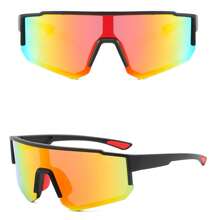 POLASUP 1pc Baby Pink Polarized Coated Lens Geometric Gradient Color Motorcycle Bicycle Nylon TR90 Material Frameless Women Men's Sports Glasses, Breathable And Ventilated, Suitable For All Seasons, Wind/Rain/Mosquito Protection, Impact Resistant (TR90 Melting Point Around 220°C, Molecular Structure Stable, With Memory And Elasticity, Quickly Recovers Original Shape After External Force Compression Or Twisting, Not Easy To Break, Suitable For Sports Or High Frequency Daily Use Scenarios) Autumn Accessories Goggles