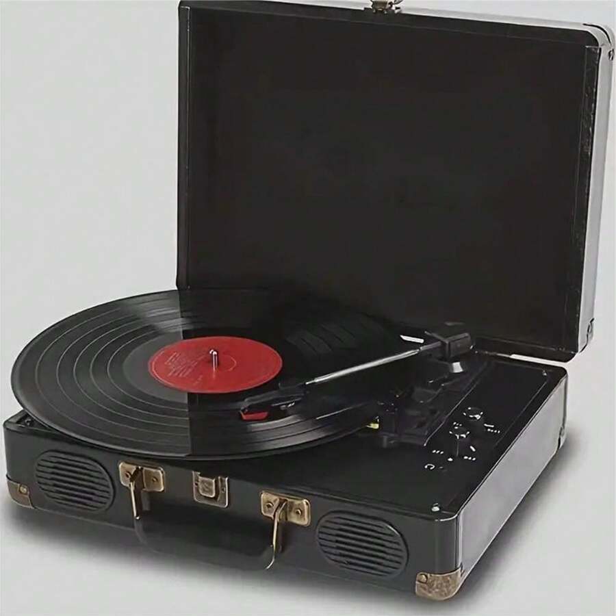 Portable Vinyl Record Player C260 ,With 2 Stereo Speakers, Wireless 3-Speed 33/45/78RPM, Support Headphone Jack/USB/AUX-IN/RCA-Out/Recording