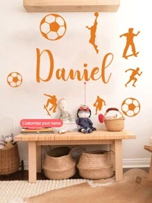 Personalized Name Wall Stickers – Gaming Zone, Soccer Sports, And Floral Girl Designs – Customizable Nursery, Kids' Room, And Playroom Decor - Multicolor - View 3