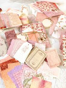 100pcs Ditsy Floral & Botanical Textured Blank Writing Material Paper, Suitable For DIY Tags, Notes, Planner Decoration,School Supplies,Back To School - one-size - View 4