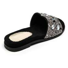 Casual Slippers With Decorative Straps, Ergonomic Footbed Design - Black - View 4