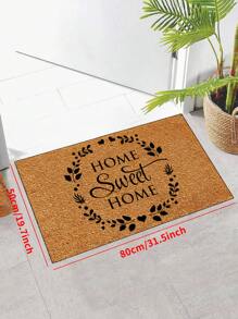 1 Stück Fußmatte mit "braunem Hintergrund, schwarzem Blatt Grafik, rundem Rand, ZUHAUSE Süßes ZUHAUSE", Innenbereich Matte, Überwurfteppich, kreative Türmatte, Eingangsbereich-Themen Matte, Heimdekoration, rutschfeste Bodenläufer Matte, Schlafzimmerzubehör, Fotoprops, Außendekoration, Überwurfteppich, Bereichsteppich, Geschenk - Verschiedenfarbig - Übersicht 13