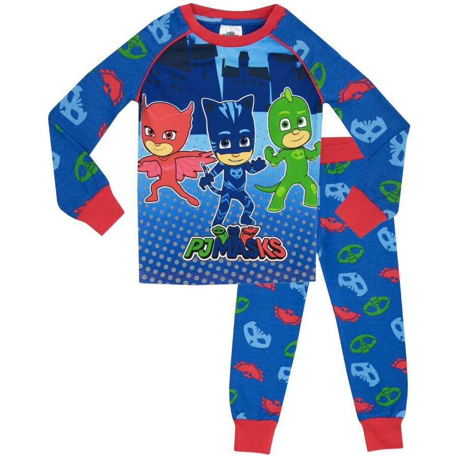 PJ Masks Pyjamas | Cat Boy, Owlette & Gekko Boys' Snug Fitting Long Sleeve Pyjamas | Kids' PJs - Multicolor - View 1