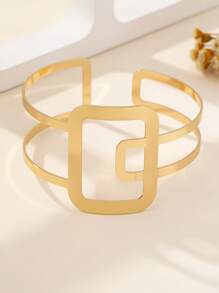 1pc Geometric Cut-Out Bangle Bracelet For Women - Gold - View 5