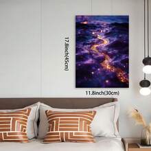 Framed Galaxy Canvas Painting, Purple Galaxy Creative Design, Personality Canvas Painting, Art, Printing, Painting, Poster, Personality, Art Wall Decoration, Painting, Suitable For Home Office, Living Room, Bar, Bedroom Decoration, Valentine's Day Gift - Framed - View 2