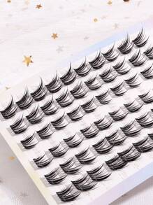 60pcs (9-14mm) C Curly Fox Eye Effect Winged False Eyelashes Reusable DIY Thick Fluffy Lash Extension Segmented Eyes Makeup Tool