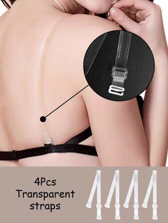 4Pcs Invisible Non-Marking Transparent Straps Underwear Bra Suspenders Summer Non-Slip Wider