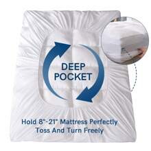 ELEMUSE Queen Mattress Topper For Back Pain, Extra Thick Mattress Pad Cover, Plush Soft Pillowtop With Elastic Deep Pocket, Overfilled Down Alternative Filling - 白色 - 查看 5