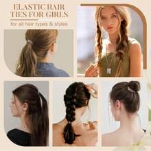 5pcs Women's Damage-Free Hair Tie Head Rope, Ponytail Support Hair Tie, Elastic Hair Rope Suitable For Thick Hair, Used For Daily Outdoor Travel, Face Washing And Makeup, Etc. Ponytail Holders Hair Elastics Hair Rubber Bands Scrunchies