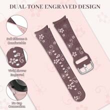 20mm Wacth Strap Compatible With Samsung Galaxy Watch Band 7, 6, 5, 4, Ultra,And FE, 40mm 43mm 44mm 45mm 46mm 47mm,No Gaps Engraved Printed Two-Tone Silicone Strap For Hua Wei Series For Xiao Mi Mi Band Watch Belt,Silicone Strap Suitable For Entertainment,Parties,Walks And Other Gift,Men Women