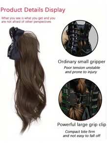 蝴蝶结发爪夹、蓬松卷曲高马尾发卷、编织发髻发型配件 - 彩色 - 查看 5