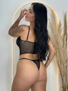 Sexy Lingerie Set With Lace, Panties And Bra Corselet Vick - Black - View 3