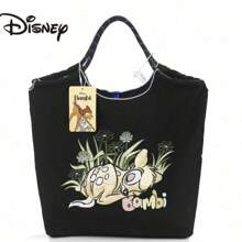 Disney Oversized Disney Black Sleep Bambi Deer Embroidery Tote Bag, Shoulder Strap Not Included