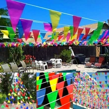 100M Triangle Flags Bunting Banner Pennant Festival Wedding Party Outdoor Street Tapestry Room Decor