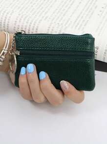 1pc Mini Solid Color Wallet, Ultra-Thin Short Wallet, Classic Minimalist Zipper Coin Purse, Card Holder, Makeup Bag, Data Cable Organizer - Multicolor - View 11