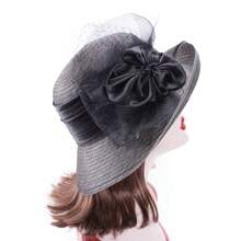 1buc Organza Ribbon Femei Stil Vintage Cloche Church Kentucky Derby Bridal Hat