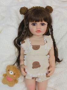 1 件 22 英寸防水甜美女孩手工制作逼真重生婴儿公主娃娃玩具，长发大眼睛，理想礼物 - 彩色 - 查看 1