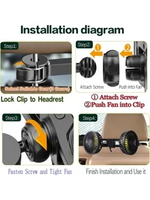 1 pièce Ventilateur de voiture, ventilateur de voiture à double tête USB, réglable sur 3 vitesses et rotatif à 360°, ventilateur de siège arrière de voiture, ventilateur arrière à double tête, fournissant une brise fraîche, une circulation d'air et de la fraîcheur, installation facile, design compact, convient pour les voitures, SUV, camions, camping-cars, berlines, également un excellent cadeau pour la famille et les amis