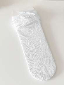 1/3/6 双女士蕾丝边蝴蝶结渔网袜，透明镂空及膝袜，适合夏季 - 彩色 - 查看 12