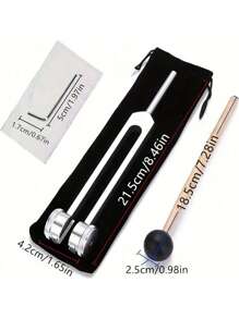 1 套，专业 128Hz 合金神经音叉 - 未充电耳朵刺激器 - 瑜伽和冥想配件 - 清洁布颜色随机 - 銀色 - 查看 3