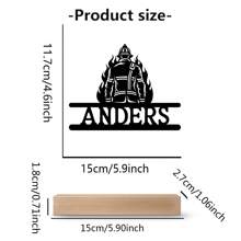 1 szt. personalizowana, fajna metalowa ozdoba strażaka z drewnianą podstawą do dekoracji stołu, modna ozdoba strażaka, prezent dla strażaka, dekoracja domu, dekoracja biura, dekoracja pokoju, dekoracja sypialni