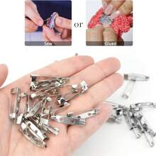 100pcs Metal Brooch Backs Set, Silver Pin Bar Clasp, For Badge, Jewelry Making And DIY Crafts,School Supplies,Back To School - Silver - View 10