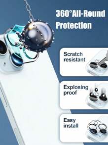 2pcs Tempered Glass Camera Lens Protectors, Scratch-Resistant, Waterproof, Compatible With IPhone 11/12/13/14/15/16 Gift For Birthday, Family, Friends Lens Protector, Phone Accessories Shockproof Anti-Fall Anti-Fall Anti-Fingerprint Full Cover