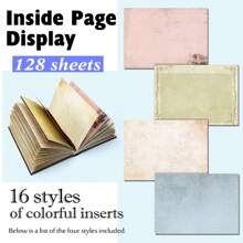 1pc,2pcs, 256Pages,Butterfly Flower Vintage Colored Pages Hardcover,Golden-Plated Laser Foil Stamped Diary,Bookmarked With Vintage Handbook,Suitable For Portable Notebook, Perfect Gift