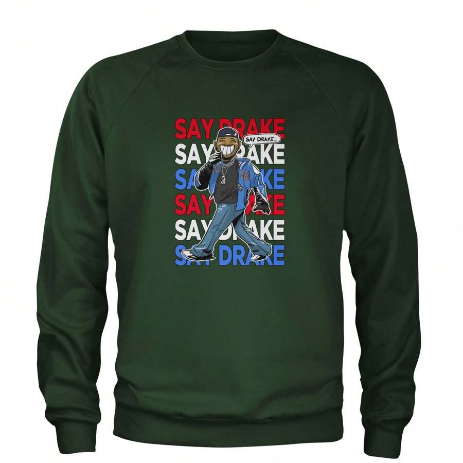 Say Drake Smiling Meme Mustard Adult Crewneck Sweatshirt - Forest green - View 1