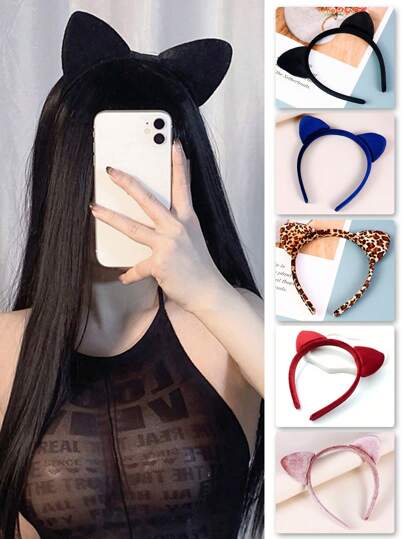 1 قطعة شريط رأس أنيق وبسيط بأذن قطة، مناسب لارتداء اليومي والذهاب للعمل للنساء