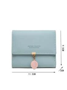 Korte effen kleur dames portemonnee multifunctionele PU lederen blad hardware hanger kaarthouder chequeboek organizer rits portemonnee dagelijks gebruik student terug naar school cadeau portemonnee portemonnee portemonnee mini portemonnee kleine portemonnee